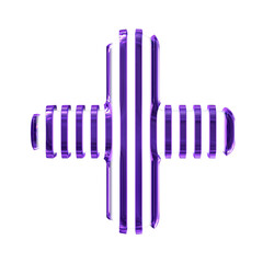 White symbol with purple vertical ultra thin straps