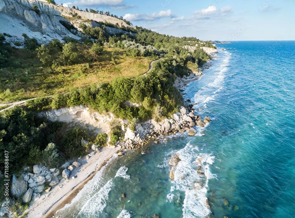 Wall mural Aerial view of seashore of the island