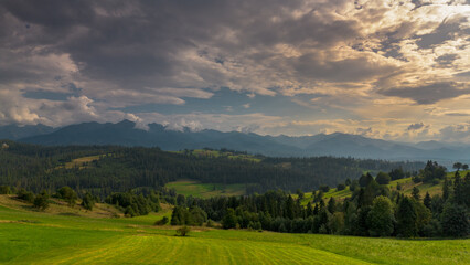 Fototapeta na wymiar View towards the Tatra Mountains, Poland.