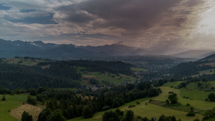 Fototapeta na wymiar View towards the Tatra Mountains, Poland.
