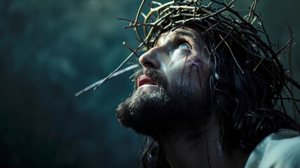 Jesus Christ crucified with crown of thorns