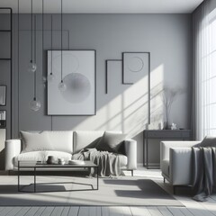 A Soft Palette of Grays and Whites Defines the Minimalist Appeal of the Living Room