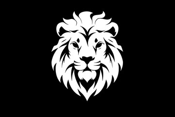 Obraz premium A fierce white lion, adorned with a delicate flower, captured in a striking monochrome sketch that exudes artistic beauty