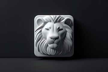 Captivatingly crafted, a regal white lion's visage stands tall as a stunning symbol of strength and grace in this captivating art piece