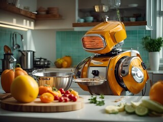 Roboter kocht Essen in der Küche