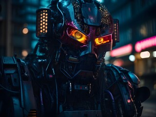 Fototapeta premium Begegnung mit einem unheimlichen Kampfroboter