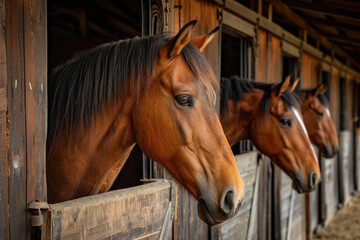 Horses standing in their stalls