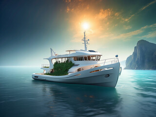 Naklejka premium ship in the sea