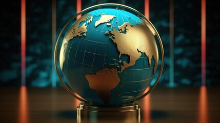 Globe with map of the world, 3d render illustration, Ai Generated