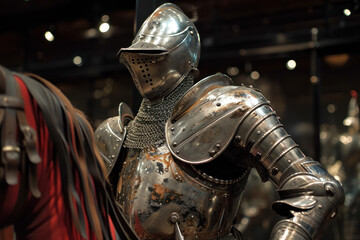 Fototapeta premium Armored knight and horse at the Musee de l Armee (Army Museum), Paris