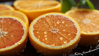 Freshness and vitality in a vibrant, juicy, citrus fruit slice generated by AI