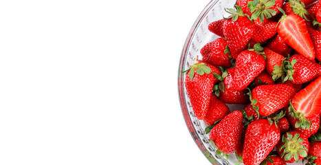 Fresh organic strawberry fruits on the white background