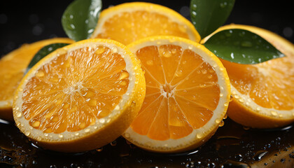 Freshness of citrus fruit slice, healthy eating in nature wet embrace generated by AI