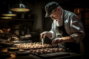 chef preparing food, man in the kitchen, man in the restaurant