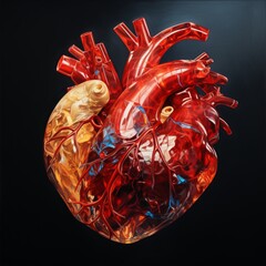 Human heart ultra realistic illustration with isolated background AI generated picture