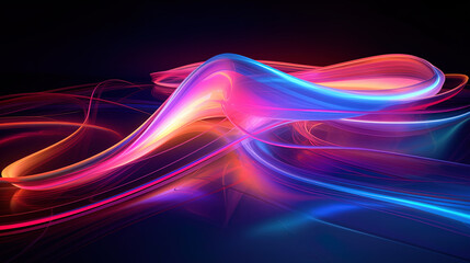 Digital painting with energy neon lines and contours