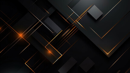 Geometric abstraction black background with drawn light lines and shapes