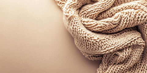 Banner with a cozy knitted scarf at the side, leaving ample space for text.