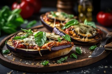 grilled eggplant with tomato and cheese
