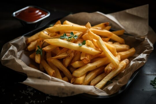 french fries and ketchup