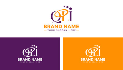 QLI letter technology digital logo design template