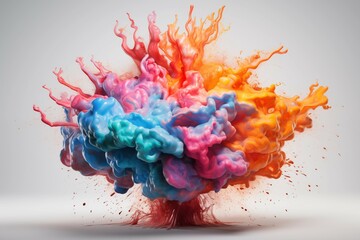 Colorful explosion on isolated light plain background