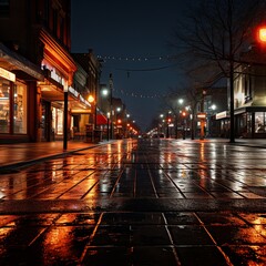 Long avenue at night Fantasy graphics background wallpaper AI generated picture