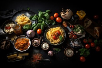 spaghetti with tomato sauce and basil