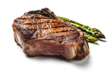 grilled steak, beef, meat, ribs on wood board