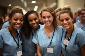 Group of Young Female Nurses Smiling