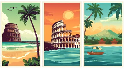 Obraz premium tourist card of different countries in Europe such as Italy