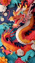 Fototapeta premium Happy chinese new year, year of the dragon zodiac sign