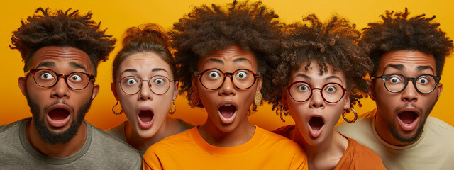 The Spectacled Symphony, A Hilarious Ensemble of Eyeglass-Clad Individuals Pulling Silly Faces