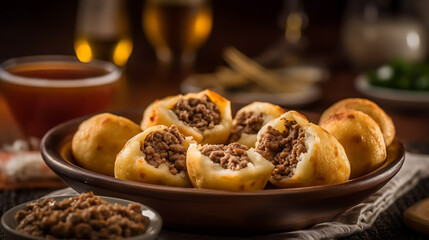 Papa Rellena Stuffed Potato Balls with Ground Beef Filling.