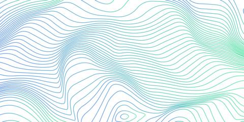 Landscape geodesy topography map background. Green blue illuminated topographic lines on transparent background. Line texture pattern