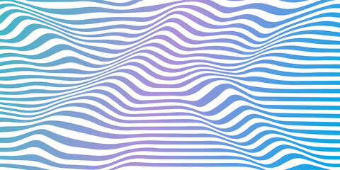 Abstract geometric volumetric waves on transparent background. Striped volumetric blue and purple wavy background