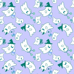 Halloween monsters seamless ghost pattern for wrapping paper and fabrics and linens and kids clothes print