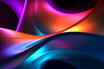 Abstract vibrant lights with colorful curves on a futuristic background. Generative AI