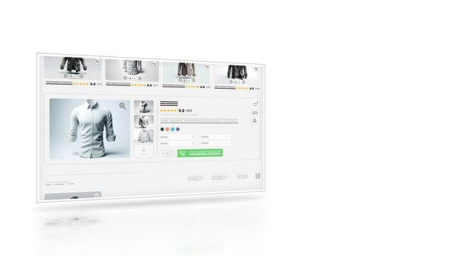 Men clothing website animation. E-commerce and shopping products. Sales show of costume