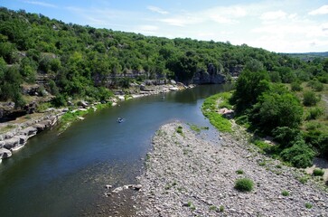 River Ardeche in Balazuc in the South of France, in Europe