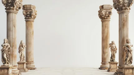 Deurstickers Background for product presentation. Antique columns ans statues on white background © Orxan