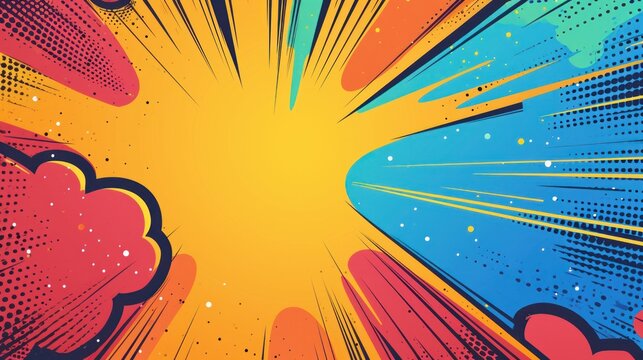 Blank colorful comic abstract background template