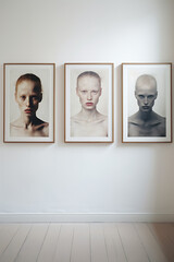 Plain wall with three canvas on the wall, ideal for mock ups
