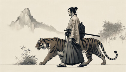 浮世絵（Ukiyoe）／侍・サムライと虎