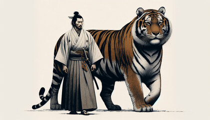 浮世絵（Ukiyoe）／侍・サムライと虎