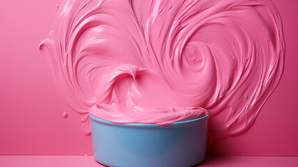 Pink paint coming from a blue bowl