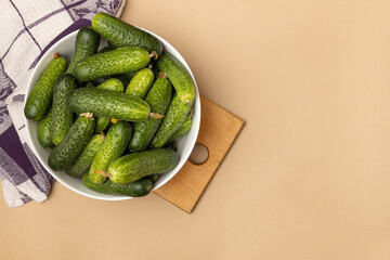 Fresh cucumbers in a bowl