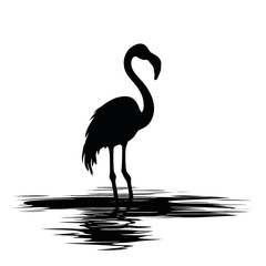 Obraz premium Black silhouette of flamingo on transparent background