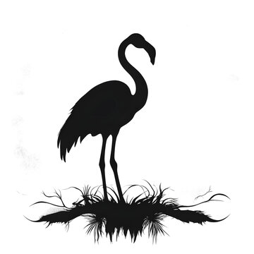 recommend clip art: Black silhouette of flamingo on transparent background