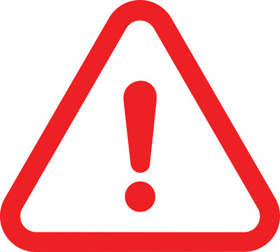 Red Caution, Danger And Warning Sign Icon Vector. Exclamation Mark. Attention Alert Or Error Massage